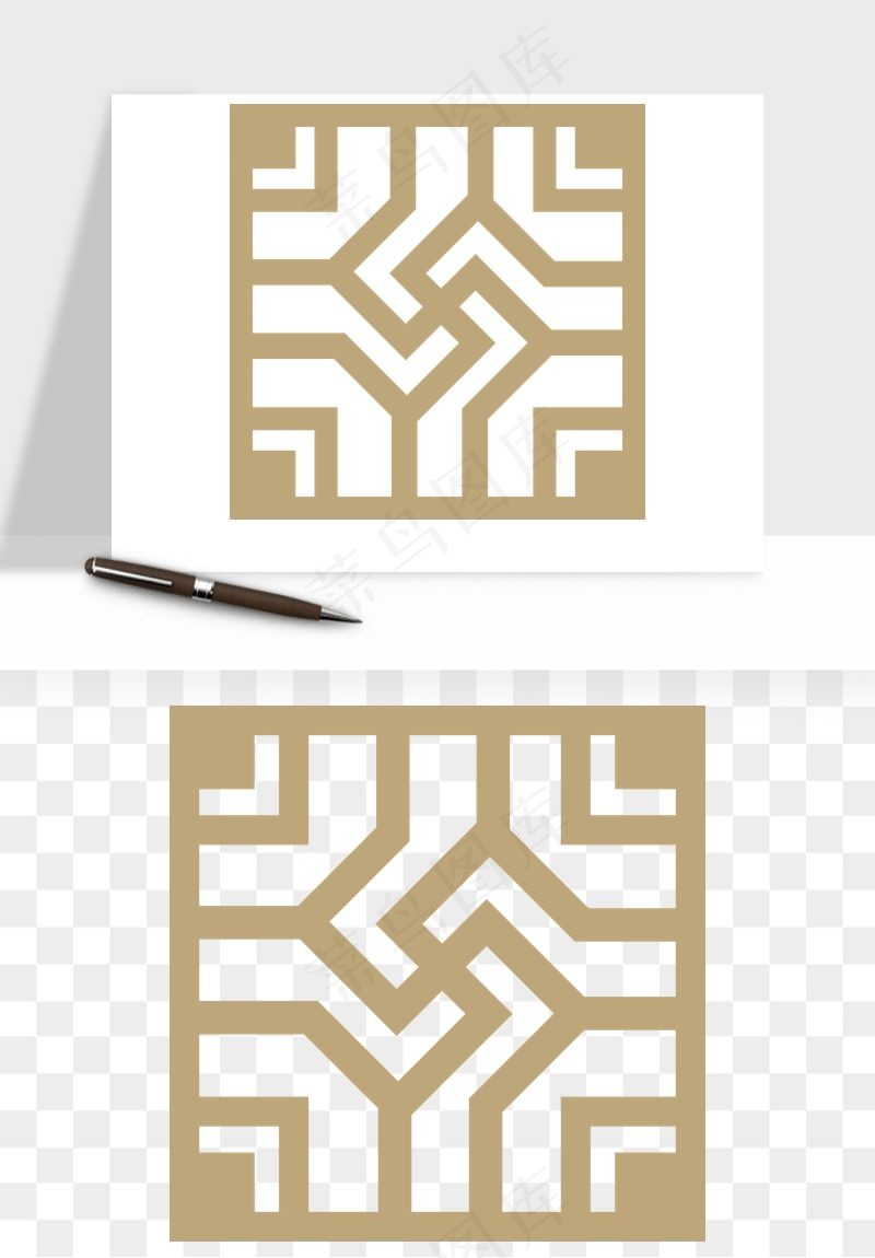 中式镂空古典图案png免抠