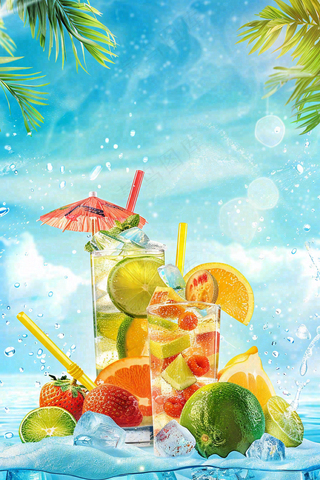 夏日饮品饮料清凉背景