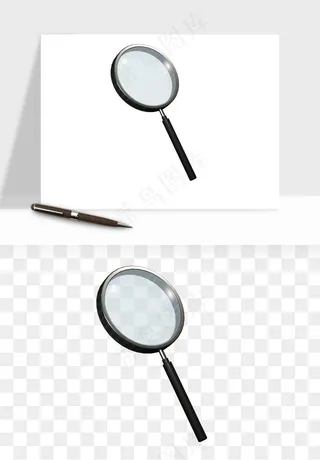 手绘放大镜镜片png免抠