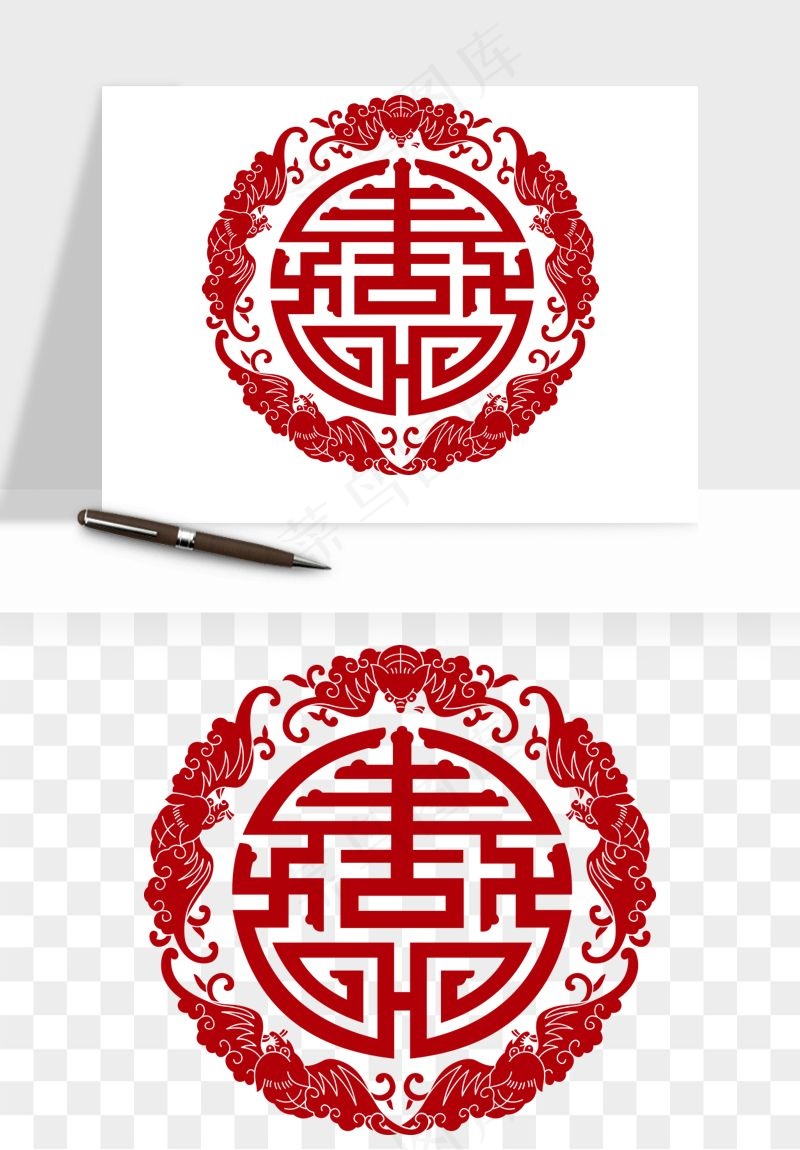 传统窗花剪纸图案png免抠