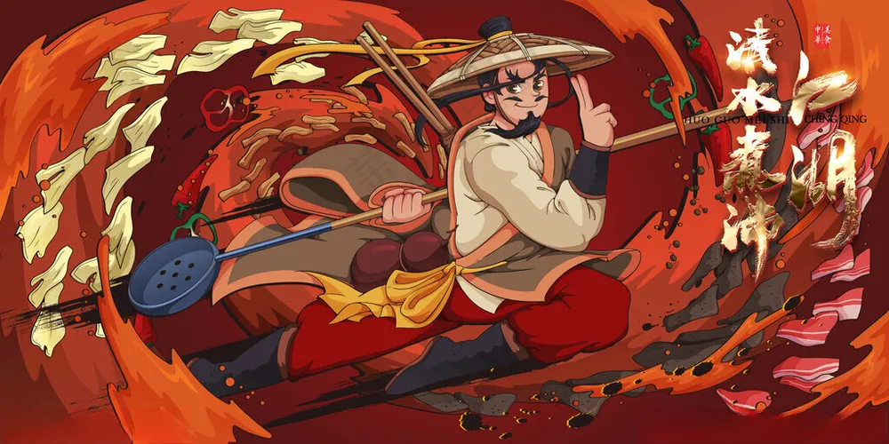 国潮火锅插画国潮火锅背景生活百科