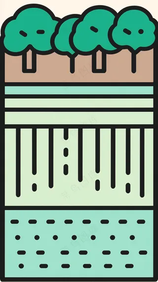 树林 抽象粗线条简笔风景画