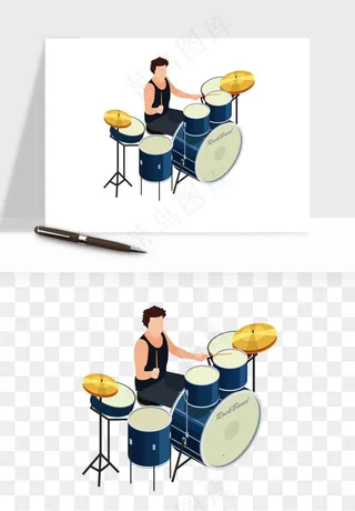 摇滚架子鼓乐器png免抠