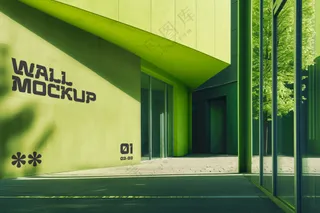 商场超市外墙门店门头招牌贴图海报店铺店招橱窗logo样机-03