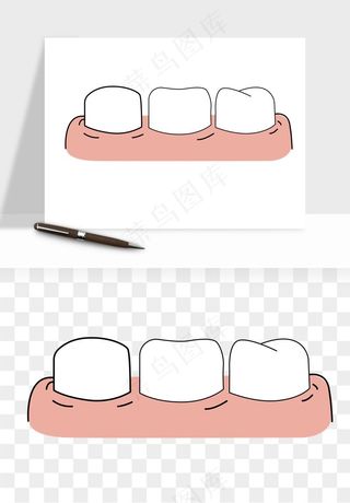 手绘牙齿矫正拔牙png免抠