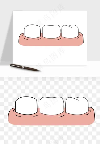 手绘牙齿矫正拔牙png免抠