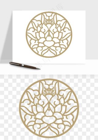 中式镂空古典图案png免抠