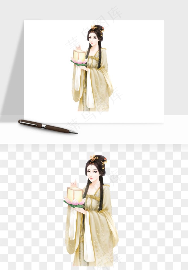 古风美人女子背影png免抠