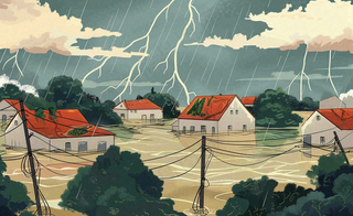 洪水自然灾害防洪预警摄影图