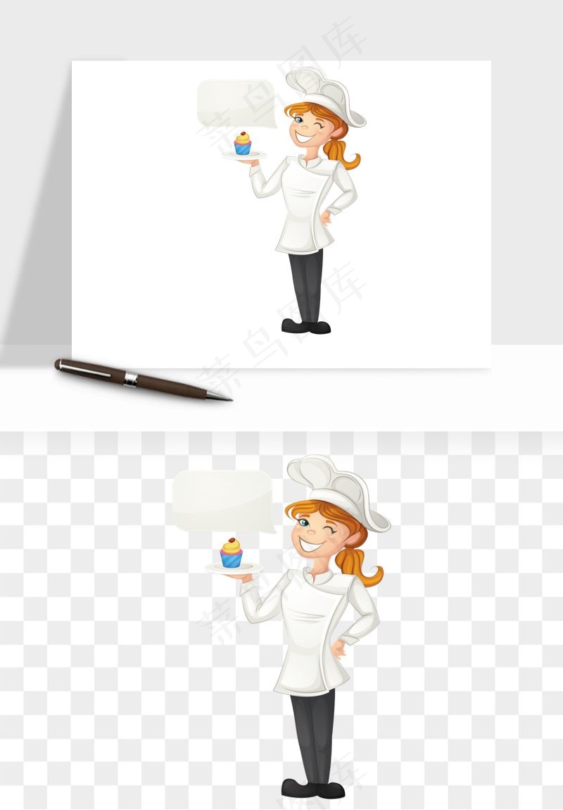 手绘厨师大厨png免抠