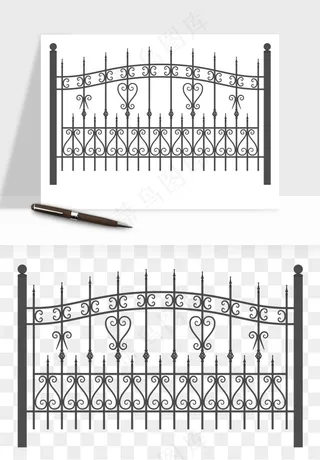 卡通铁栏杆围栏png免抠