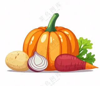 蔬菜南瓜青菜插画免抠