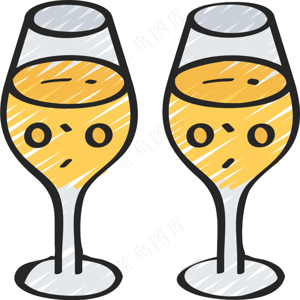 香槟酒 铅笔手绘图标icon