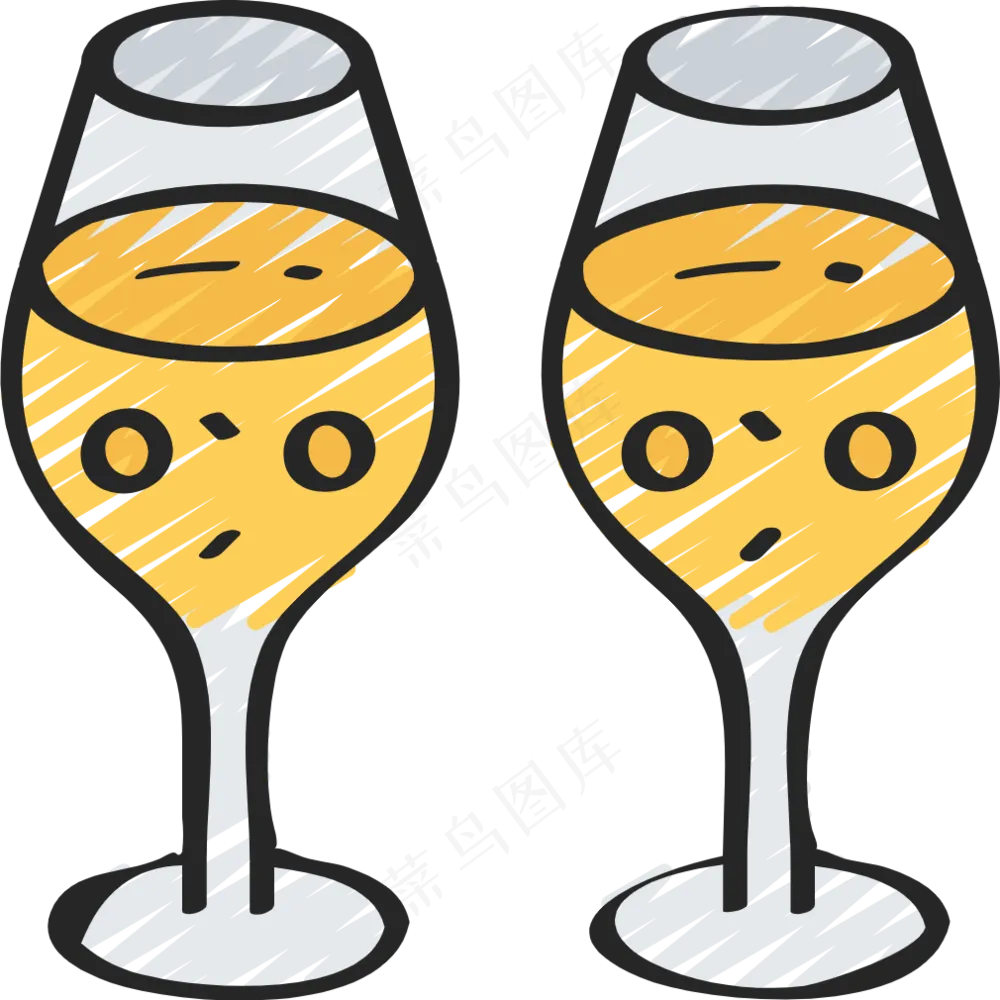 香槟酒 铅笔手绘图标icon