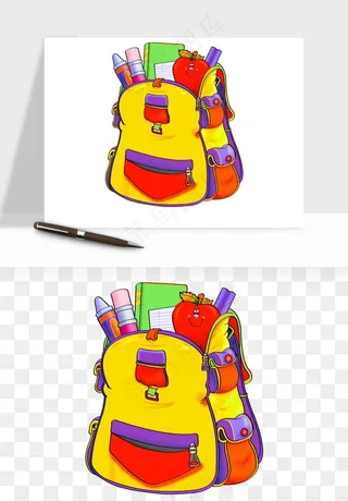 卡通书包背包双肩包png免抠