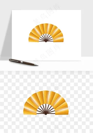 古风扇子元素png免抠