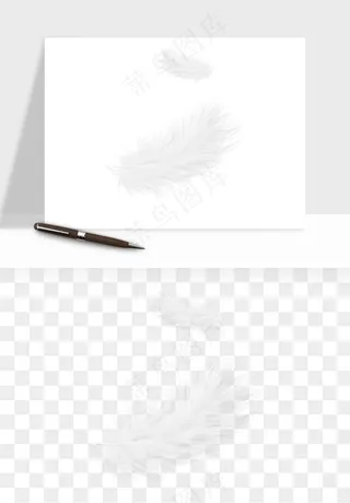 白羽毛漂浮彩色羽毛png免抠