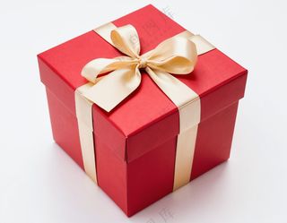 黄色丝带捆绑的红色礼品盒