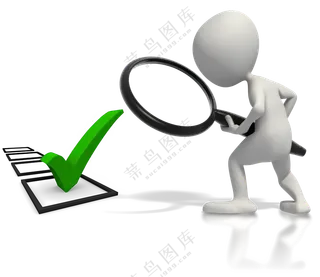 手拿放大镜的3D小人