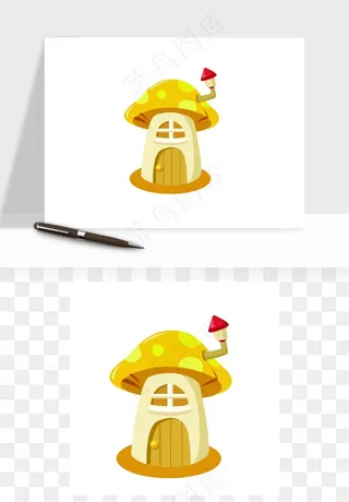 卡通蘑菇房子矢量png免抠图