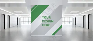 办公室内logo标志企业文化墙形象墙贴图样机PSD模板(9)