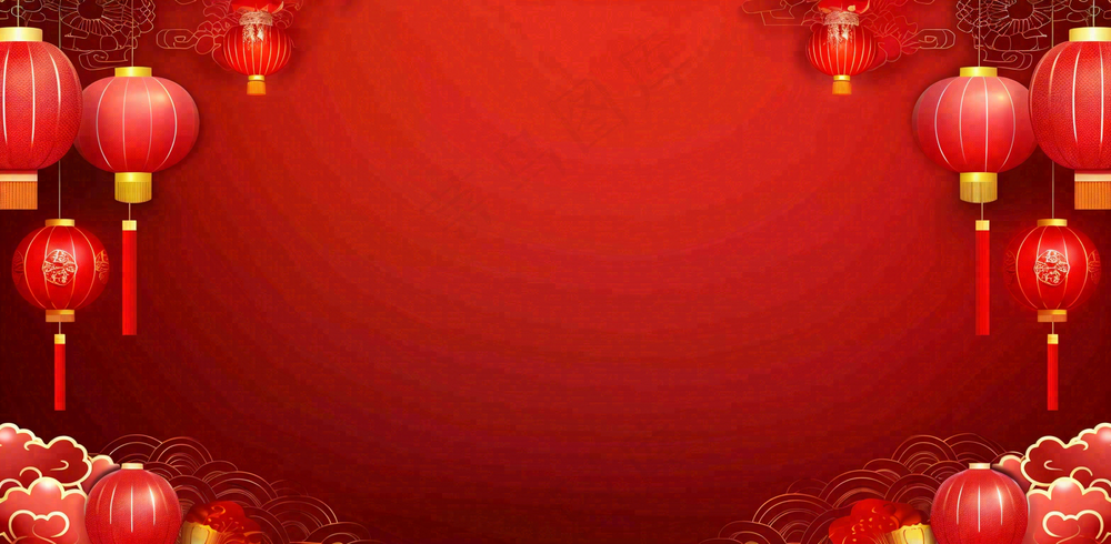 红色喜庆新年红灯笼庆祝节日元旦插画背景