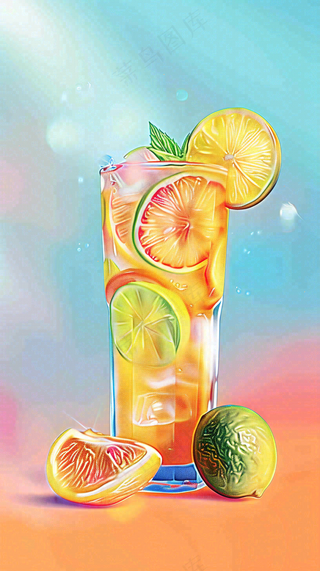 夏日饮品饮料清凉背景