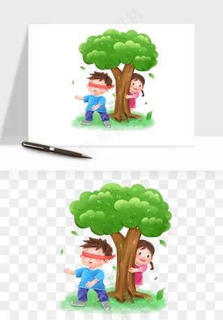 手绘儿童小孩玩耍png免抠