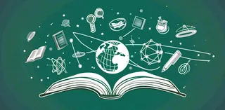书本知识海洋遨游绿色黑板世界读书日创意插画背景