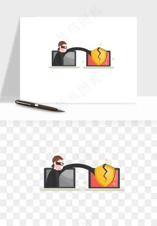 卡通小偷黑客png免抠