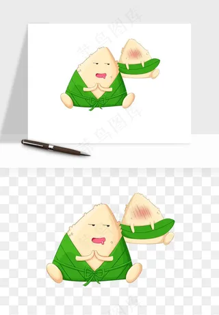 卡通表情粽子端午png免抠