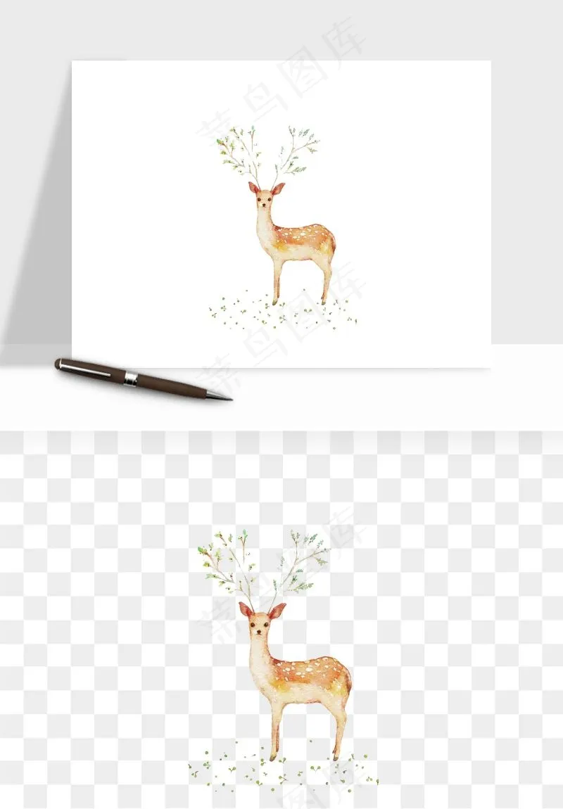 手绘梅花鹿小鹿麋鹿png免抠