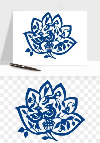 青花瓷花纹花卉图案png免抠