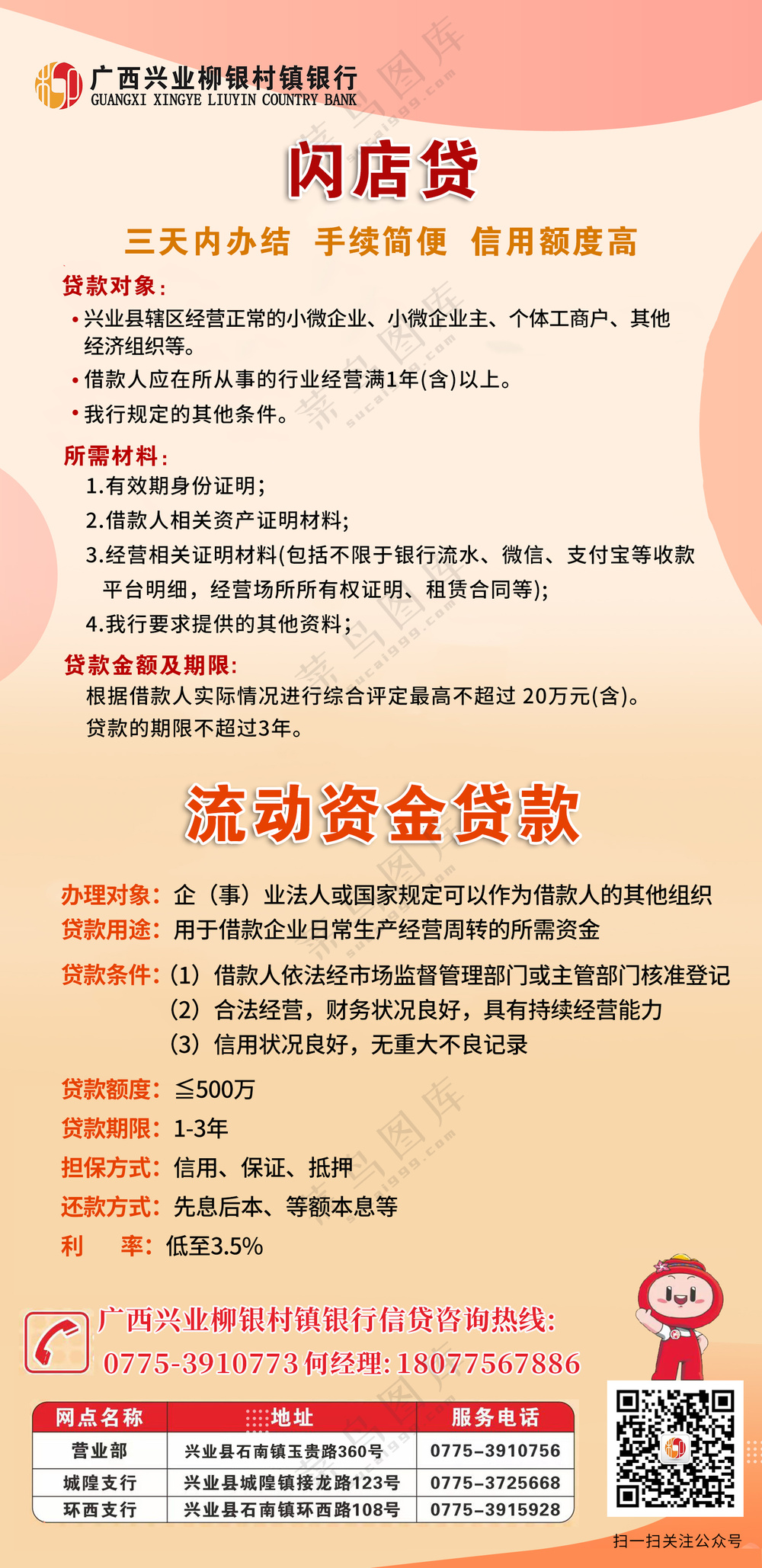 银行简约红色海报