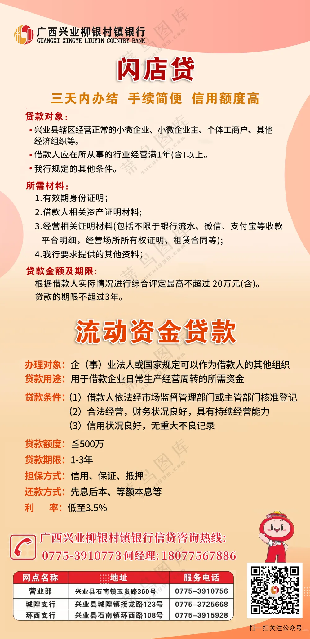 银行简约红色海报