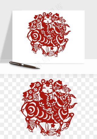 春节福字窗花剪纸png免抠