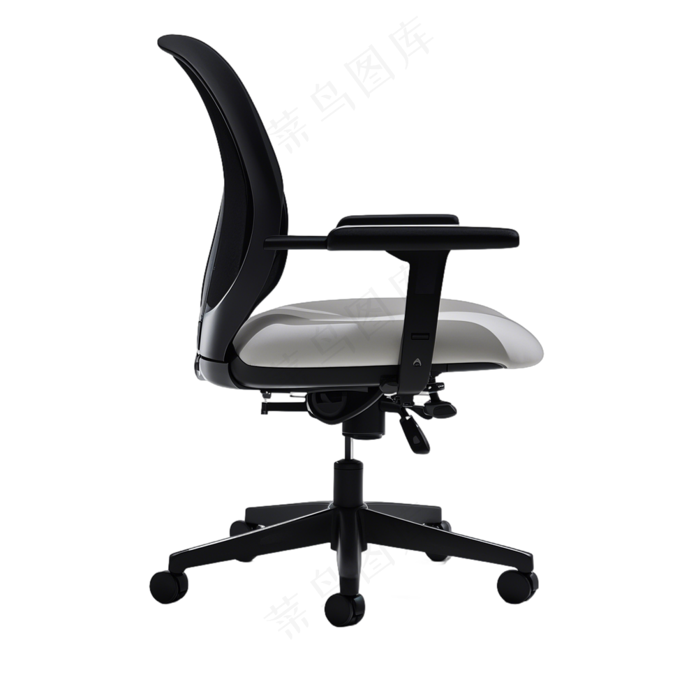 免抠现代黑白电脑椅办公椅侧视图