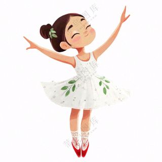 跳舞的女孩舞蹈艺术芭蕾舞卡通插画免抠