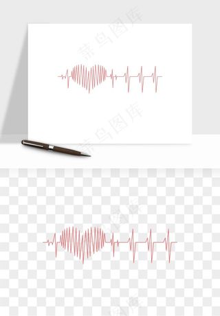 手绘心电图爱心线条png免抠