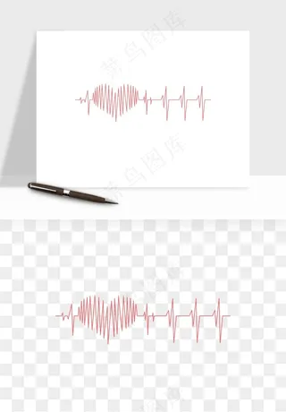 手绘心电图爱心线条png免抠
