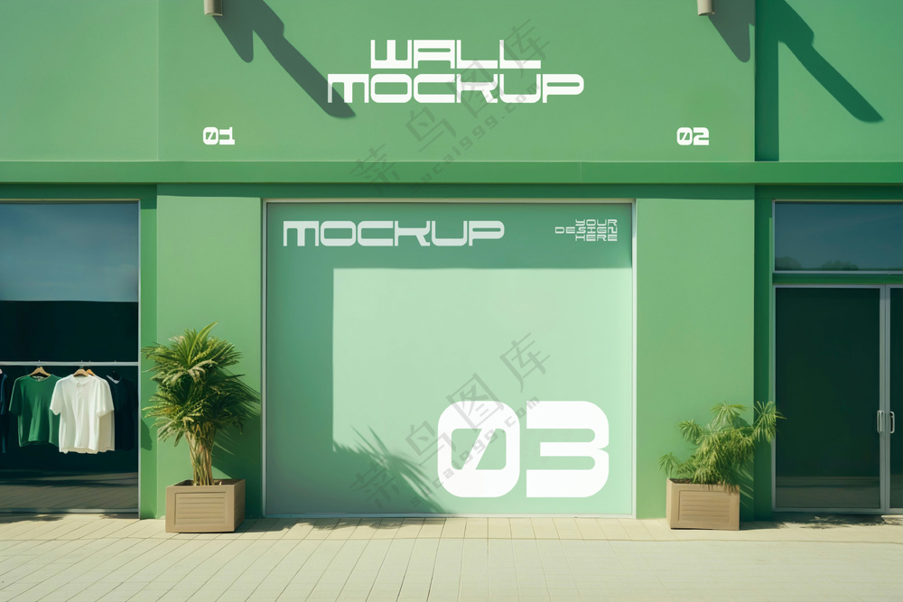 商场超市外墙门店门头招牌贴图海报店铺店招橱窗logo样机-27