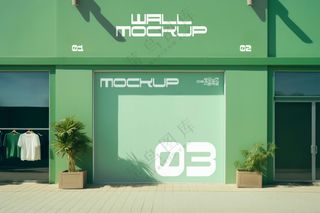 商场超市外墙门店门头招牌贴图海报店铺店招橱窗logo样机-27