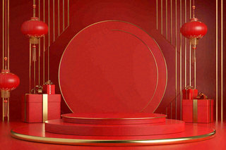 电商促销简约立体几何海报背景电商C4D展台背景