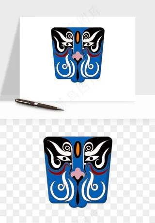 手绘戏剧脸谱卡通面具png免抠