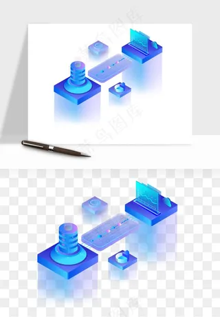立体2.5d科技商务png免抠