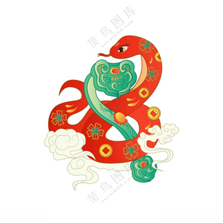 国潮2025蛇年蛇盘吉祥如意传统花纹广告设计