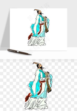 手绘古代诗人文人png免抠
