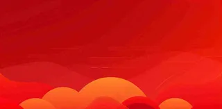 红色国潮风山川祥云喜庆元旦插画背景