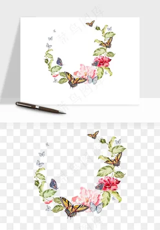 水彩复古花卉png免抠