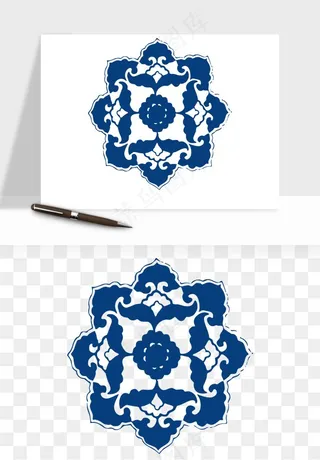 青花瓷花纹花卉图案png免抠